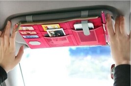 Beige Car Organiser Storage Visor Sun Shade Holder Universal Bag Multi Pocket - £4.93 GBP