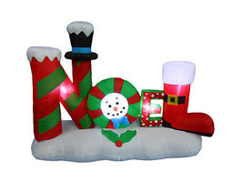 USED 4 Foot Tall Christmas Inflatable NOEL LED Garden Party Outdoor Deco... - $32.67