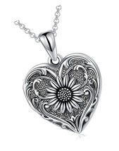 Sunflower Heart Locket Necklace That Holds My - $5,571.21 MXN