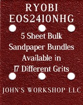 RYOBI EOS2410NHG - 1/4 Sheet - 17 Grits - No-Slip - 5 Sandpaper Bulk Bundles - $4.99