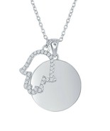 Sterling Silver Shiny Engravable Disc with Open CZ Hamsa Hand Pendants N... - £45.49 GBP