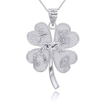 Sterling Silver Four Leaf Clover Good Luck Pendant Necklace Evil eye Owl Elephan - £26.67 GBP+