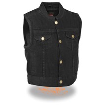 Kids&#39; Motorcycle Vest Black Denim Club Style Snap Front Vest MDK3920 - $736.95 MXN+