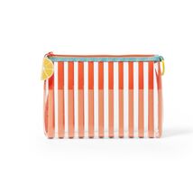 Striped Silicone Pouch Coral Pink Medium TPU Zip Closure - $191.02 MXN Striped Silicone Pouch Coral Pink Medium TPU Zip Closure - $191.02 MXN