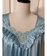 Cozee Corner Blue Silky Lingerie Nightgown Women&#39;s Sz XL Nightdress Slee... - $20.88