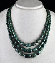 Vintage Natural Emerald Beads 3 L 454 Ct Cabochon Gemstone Antique Necklace - £590.43 GBP