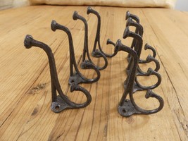 8 Rustic Cast Iron Coat Hat Wall Hooks Restore School Farm Towel Bath Kitchen - £20.10 GBP