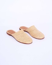 Raffia Shoes , Raffia mules , Handmade Raffia Slippers , Raffia Slides, ... - £51.95 GBP