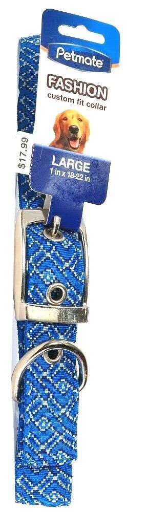 Primary image for 1 Ct Petmate Blue Geo Jacquard Large 1 In 18 To 22 In Fashion Custom Fit Collar