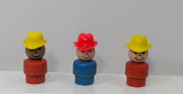 Fisher-Price Little People vintage farmer boys lot 3 wooden blue red yel... - $14.84