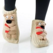 3-D Animal Thick Knit Slipper Socks Size med bear BOUTIQUE Yelete - £7.43 GBP