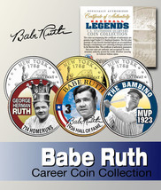 Baseball Legend  BABE RUTH NY Statehood Quarter Colorized 3-Coin Set *Li... - £7.56 GBP