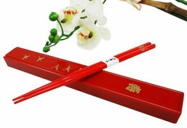 Classy Crane Bird Lacquered Chopstick Set With Travel Storage Case Chops... - $11.99