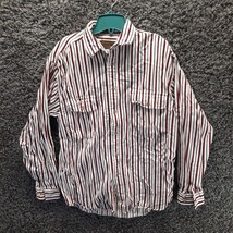 Vintage Eddie Bauer Flannel Shirt Men Large White Stripe Rufton Twill - $27.67