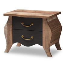 2 Drawer Black and Oak Finished Wood Dresser Chest Country Cottage Farmhouse - £125.47 GBP