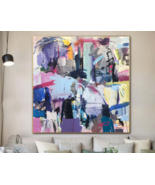 Large Painting on Canvas Purple Wall Art Colorful Artwork | SEASONAL INS... - £852.46 GBP