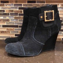 Tory Burch suede leather wedge ankle boots size 7.5 with gold buckle boo... - £81.82 GBP