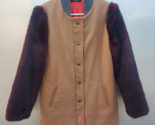 THAT’S IT FOLKS Jacket Extra Small Beige Womens Burgundy Faux Fur Sleeve... - $69.25