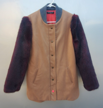 THAT’S IT FOLKS Jacket Extra Small Beige Womens Burgundy Faux Fur Sleeves Italy - £54.49 GBP