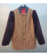 THAT’S IT FOLKS Jacket Extra Small Beige Womens Burgundy Faux Fur Sleeve... - £54.71 GBP