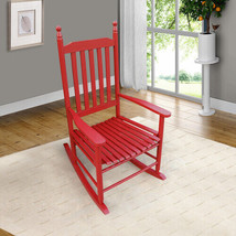 Wooden Porch Rocker Chair Rose Red - £105.29 GBP