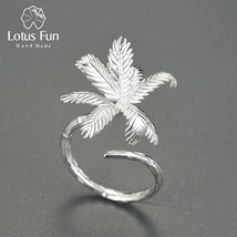 18K Gold  Beach View Coconut Trees Big Adjustable Rings for Women 925 Sterling S - £26.77 GBP