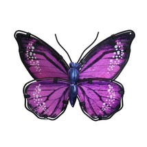 Handmade Purple Metal Butterfly Wall Decoration for Home and Garden Decoration M - £35.22 GBP