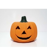 Vintage Terracotta Halloween Jack O Lantern Candle Holder  5.5&quot; T x 6&quot; D - £9.60 GBP