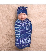 Personalized Baby Swaddle and Hat for Baby Girl Boy with Name Baby Girl ... - £7.85 GBP