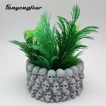 Skull Flowerpot Concrete Mold Baking Resin DIY Chocolate Candle Silicone... - $19.45