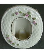 Beautiful Vintage Ceramic Photo Frame   VGC  PRETTY PINK ROSE &amp; EMBOSSED... - £15.77 GBP