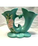 Weller Pottery Art Vase Double Horn Magnolia? Raised Floral Design Unique Matte - $149.95