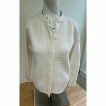 Vtg 70s Granny White Cable Knit Acrylic Long Sleeve Button Down Cardigan... - $195.72 MXN