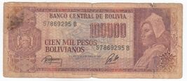 786 Holy No. In Between Serial No. Bolivia, 100000 Bolivanos, Used - $27.41