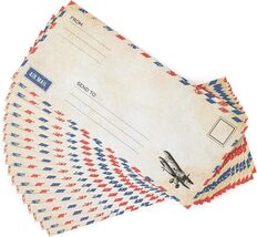 50 Pack Airmail Envelopes -Blue Airmail Envelopes- Air Mail Envelopes fo... - $15.84