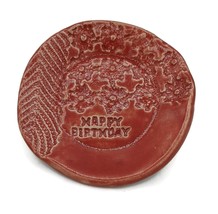 Red Ceramic Ring Holder Dish Vintage Lace Texture, Happy Birthday Small ... - £34.02 GBP