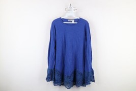 Vintage Y2K Baby Doll Chic Womens Medium Distresse Lace Flared Tunic T-Shirt - £27.79 GBP