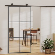 vidaXL Sliding Door ESG Glass 40.2x80.7 Black Frame Heavy Duty Smooth Operation - $7,142.37 MXN