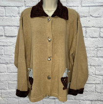 Storybook Knits Cardigan Sweater Beige Brown Hershey&#39;s Kisses Size 2X Pl... - £63.12 GBP