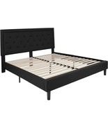King-Size, Black Flash Furniture Upholstered Platform Bed. - £429.22 GBP