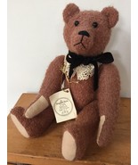 Vtg 1984 Frazier Furs Handmade Jointed Bear Chinchilla Boucle Wool Glass... - $79.99