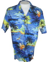 PALMWAVE Men Hawaiian ALOHA shirt pit to pit 25 XL cotton silhouette palm surfer - £14.78 GBP