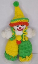 Crochet Clown Vintage Colorful Hand Made Crafted Knitted Craft 12&quot; - $11.57