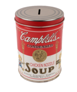 Campbells Chicken Noodle Soup Can Tin Litho Advertising Coin Bank 1998 - $241.14 MXN