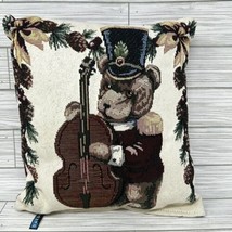 Christmas Dakotah Pillow Teddy Bear Tapestry Marching Band Cello Bass 11 x 12 - £12.42 GBP