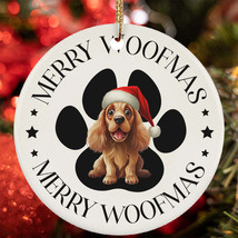 Merry Woofmas American Cocker Spaniel Dog Paw Lover Christmas Ornament Gift - $15.79