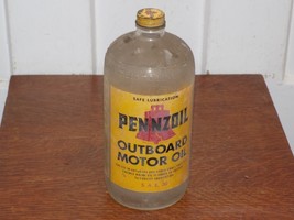 Vintage Pennzoil Outboard Motor Oil One Quart Empty Bottle - $823.64 MXN