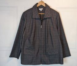 Dress Barn plaid blazer zip up jacket size 20W shoulder pads - £11.83 GBP