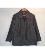 Dress Barn plaid blazer zip up jacket size 20W shoulder pads - £11.67 GBP