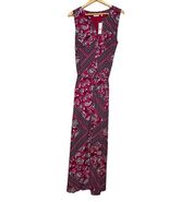 New York &amp; Company Size L Long V-neck Button-Down Geometric Maxi Dress P... - $656.57 MXN